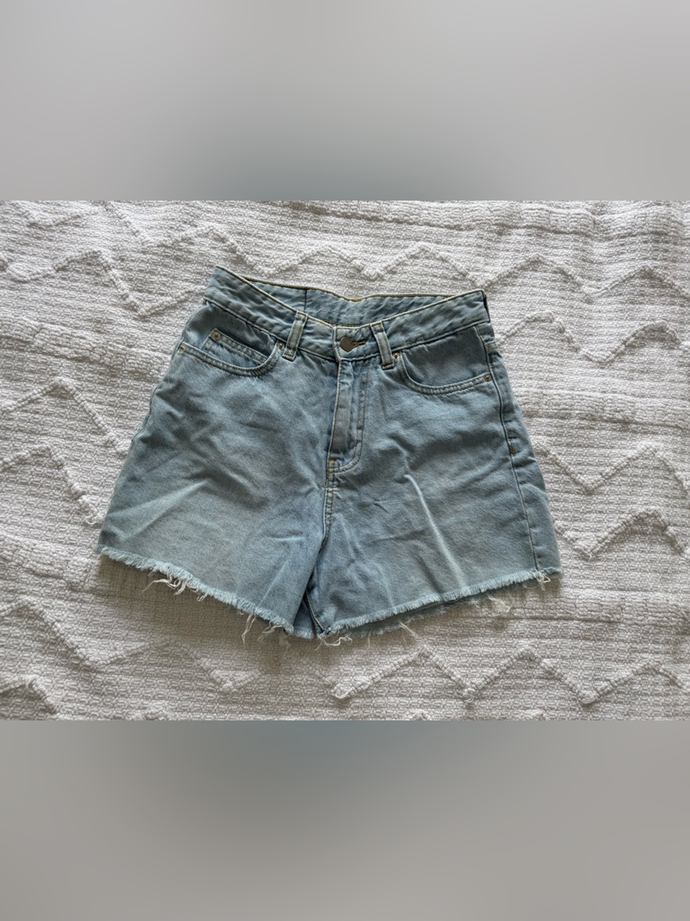 Dr. Denim Light Blue Distressed High-Rise Denim Shorts
